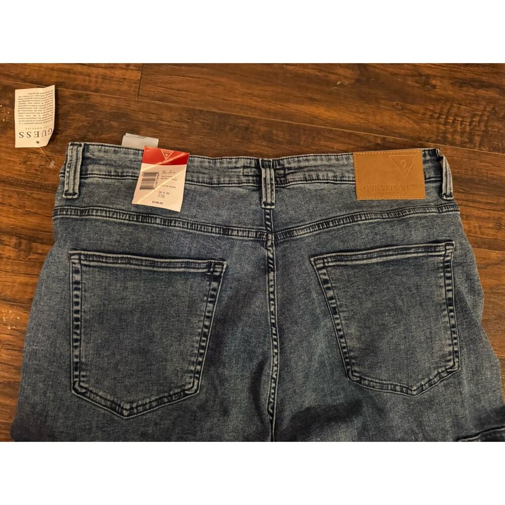 GUESS Jeans Mens 36x30 Mateo Cargo Pants Stretch Medium Wash Denim Blue NWT - Picture 5 of 13